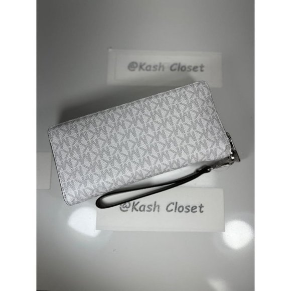 Michael Kors MK Large Logo Travel Continental Wallet- Bright White - Picture 2 of 8